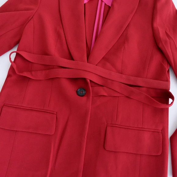 Marc Cain Red Single Button Blazer w Belt Tie Size 2 NWT - Picture 7 of 15